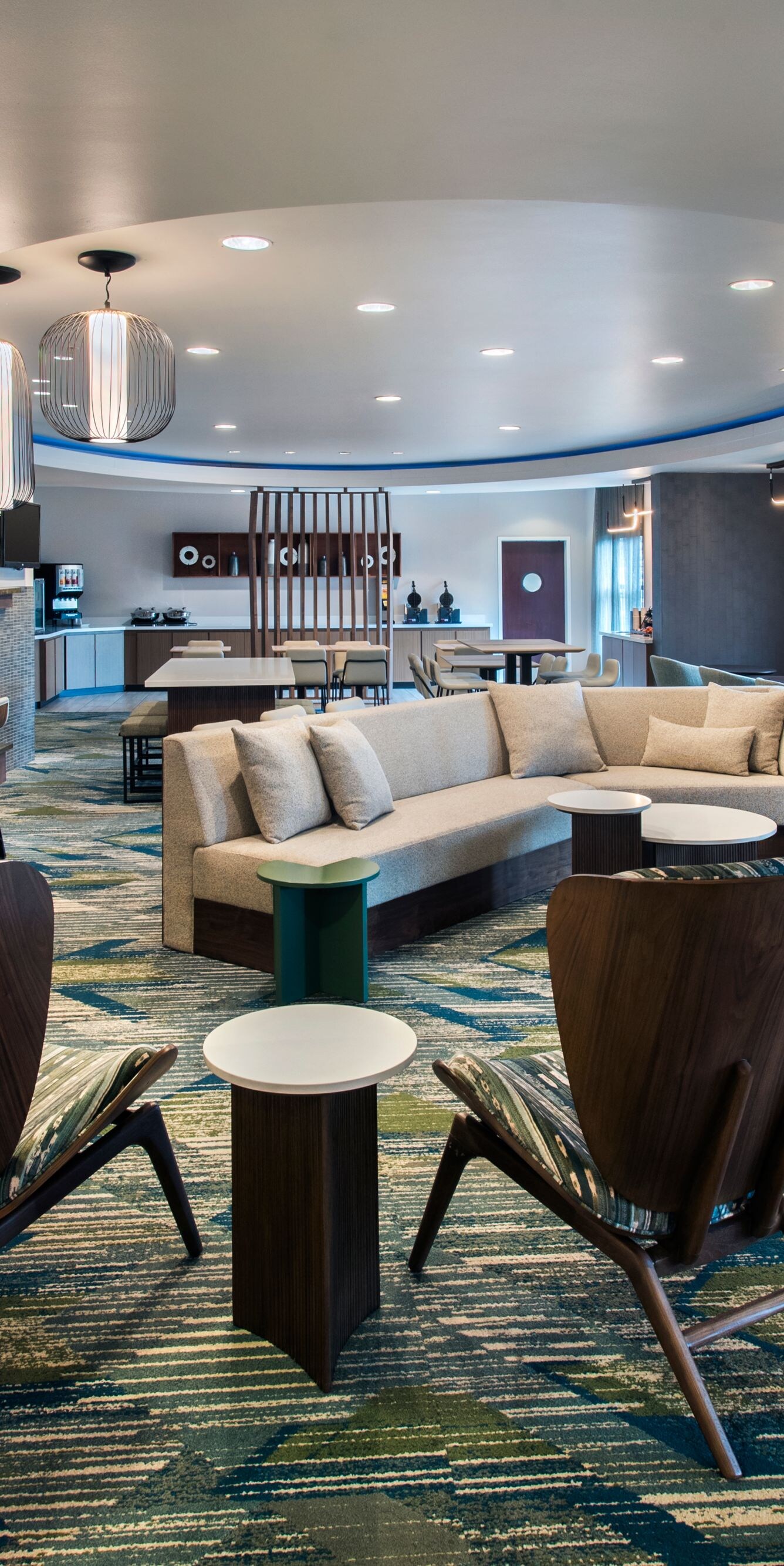 Lobby lounge with modern seating and decor