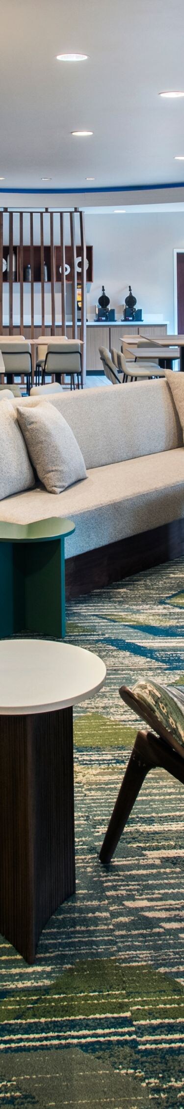 Lobby lounge with modern seating and decor