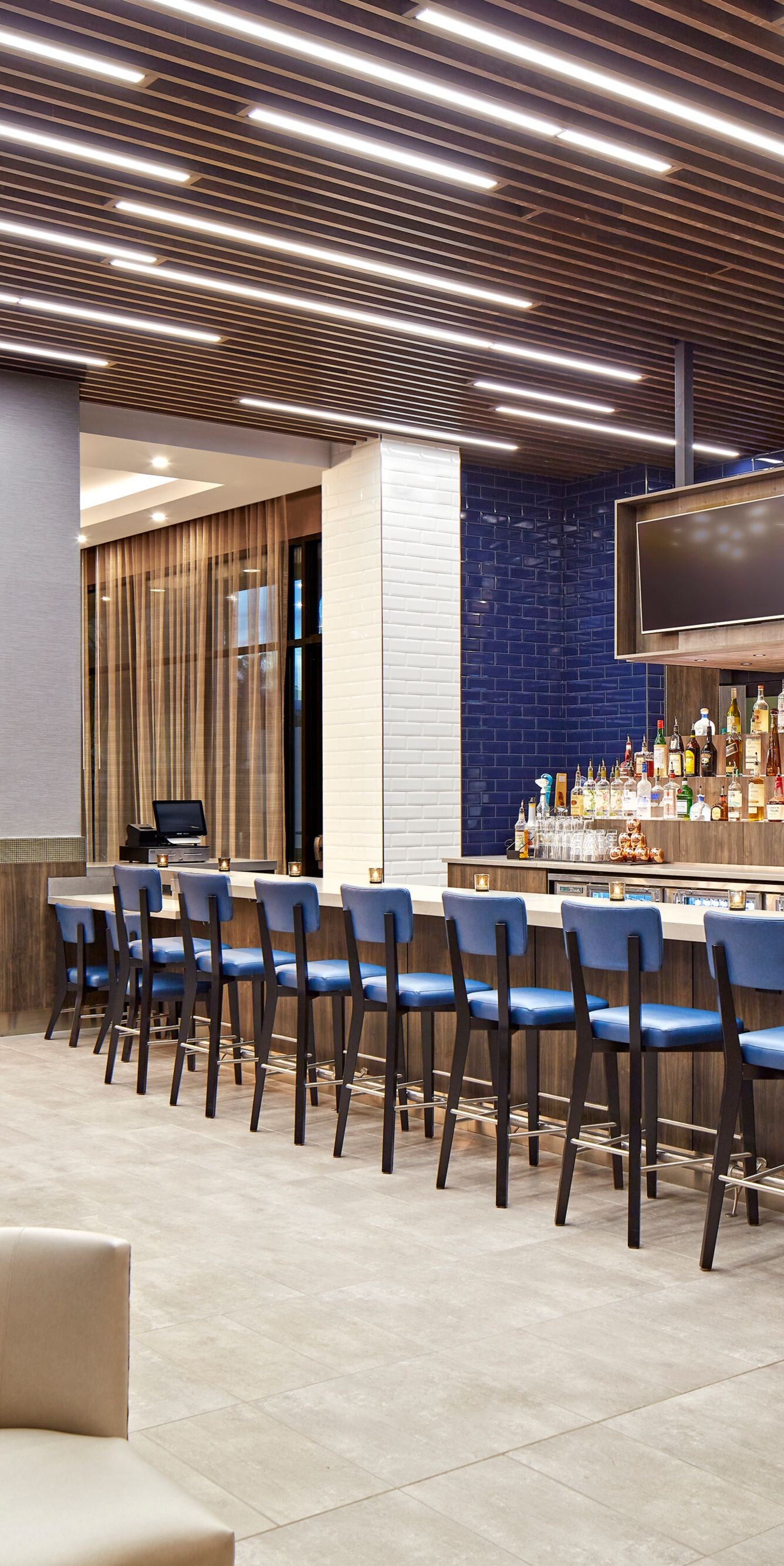 Hotel bar with seating and beverage service
