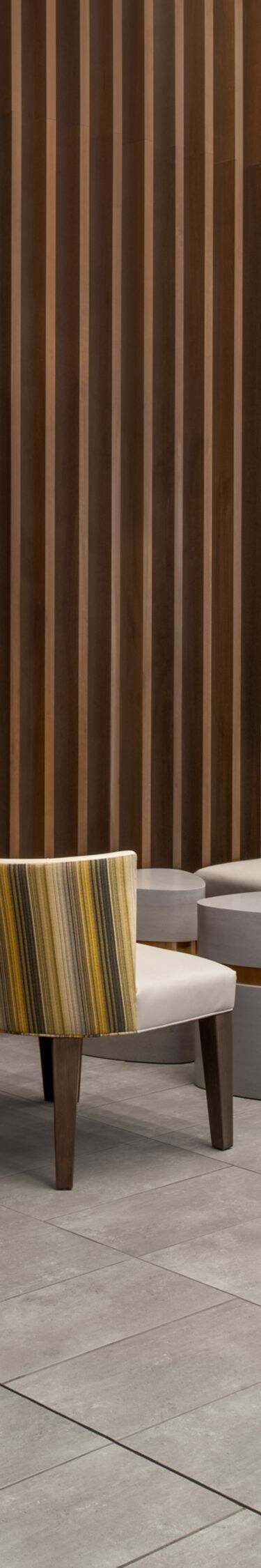 Chairs and small tables in bar dining area
