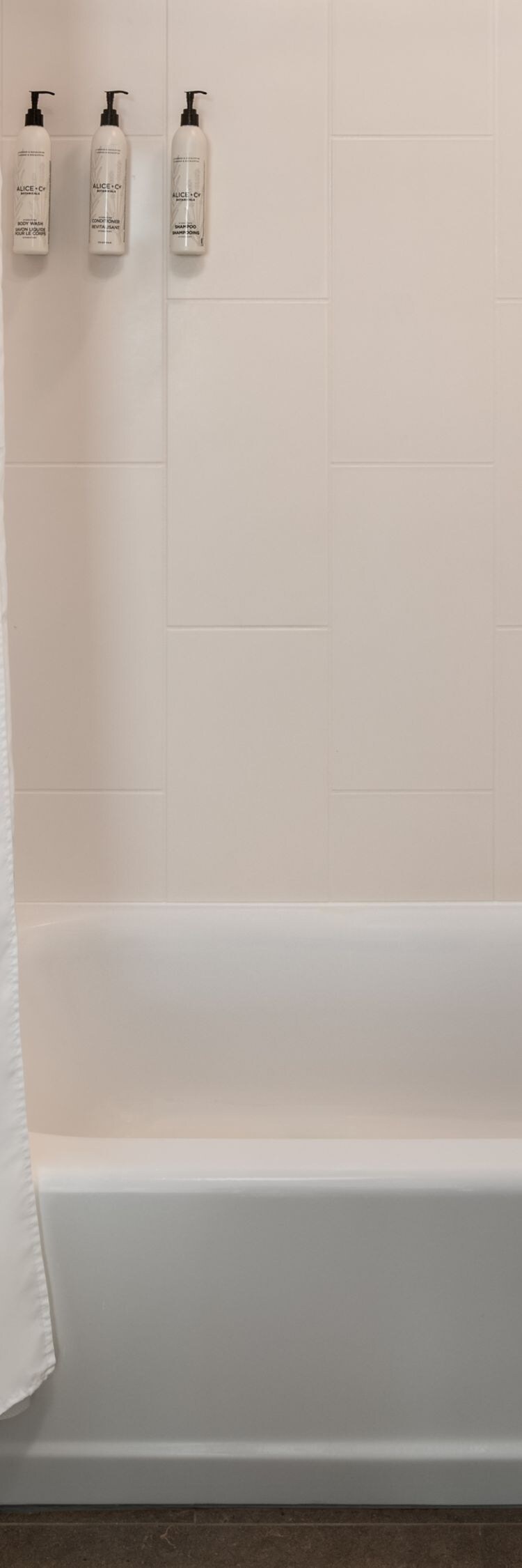 Guest bathroom with toiletries and towels