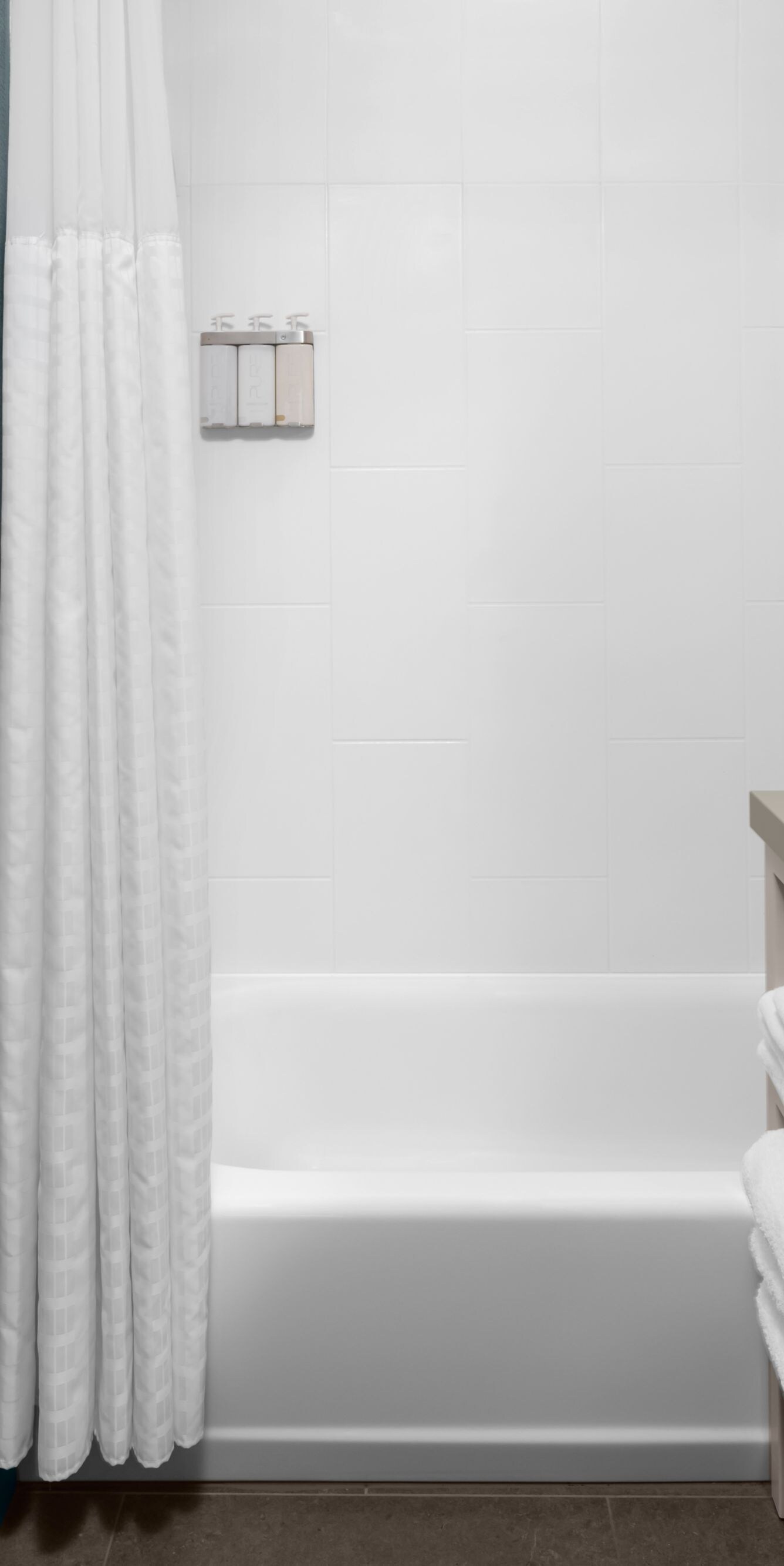 Guest bathroom with vanity and shower