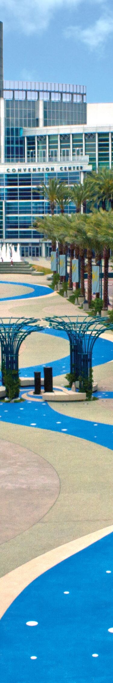 Palm-Lined Grand Plaza Walkway