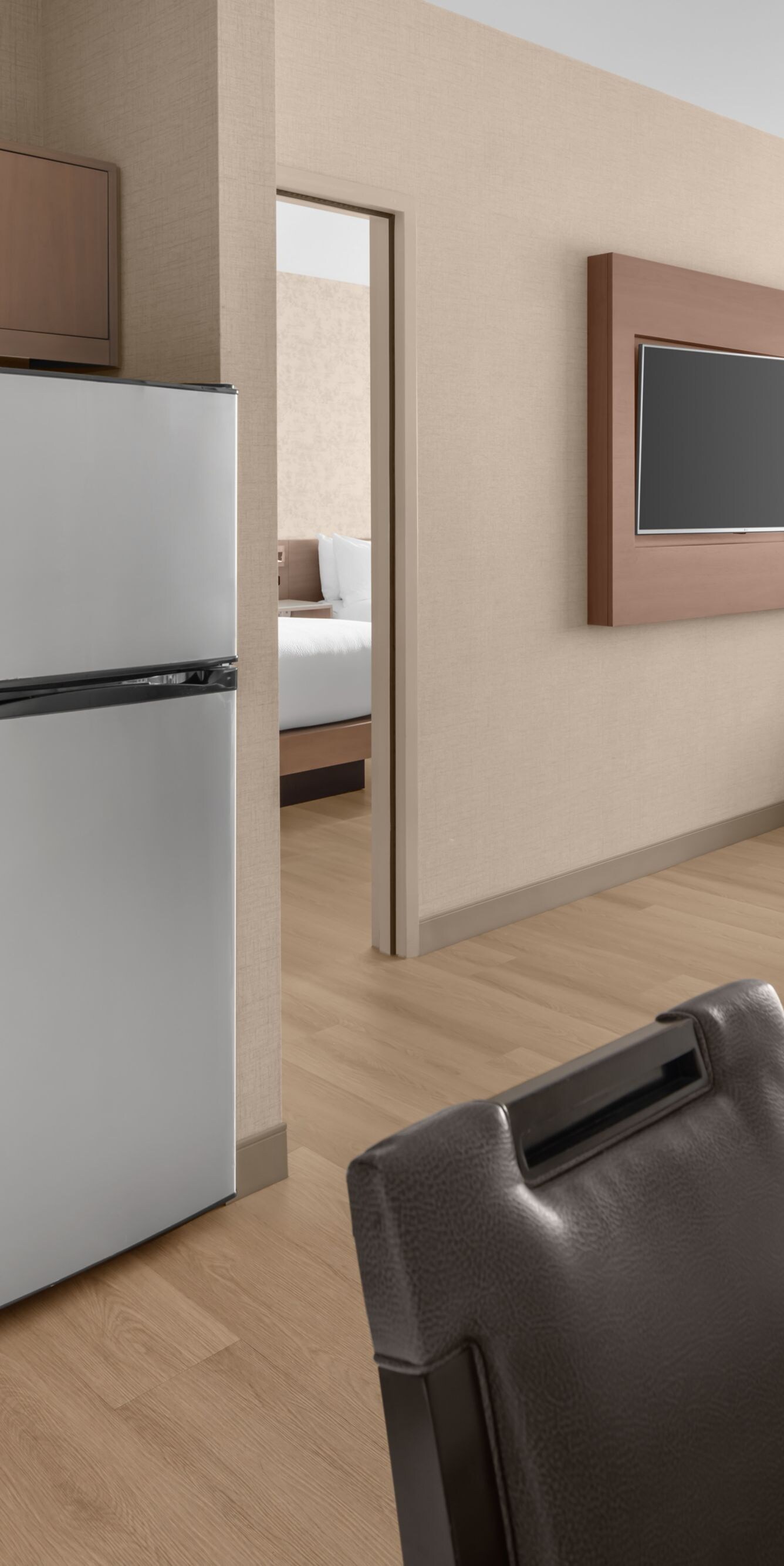 Two queen kitchenette and living room