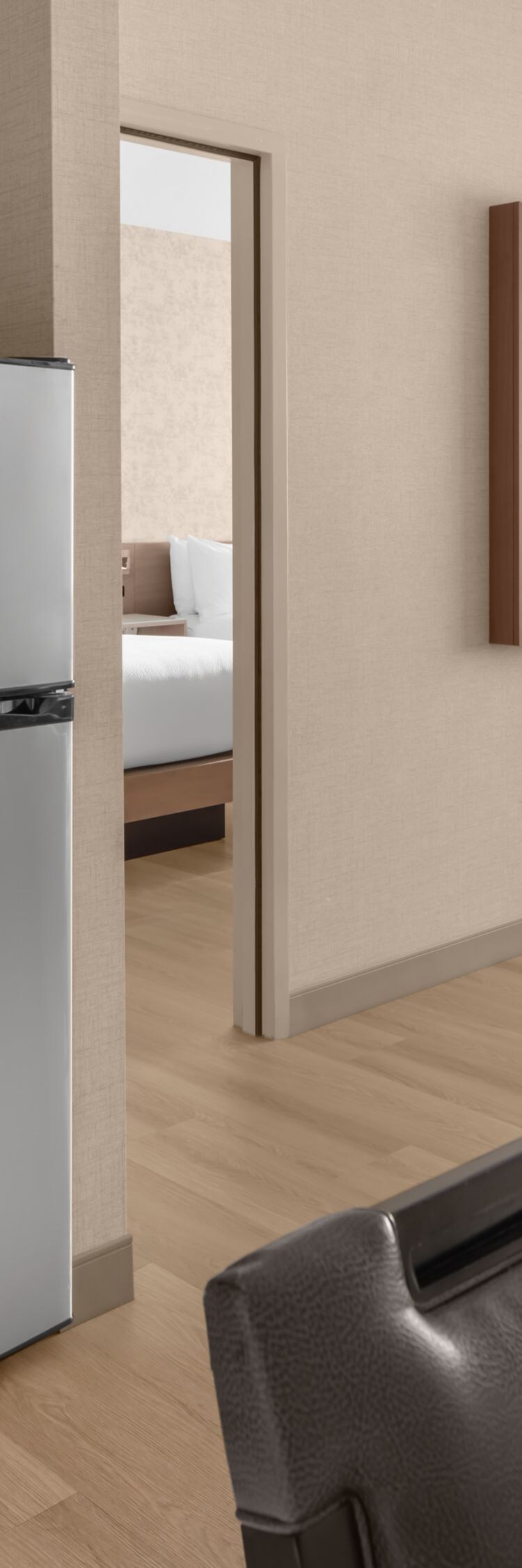 Two queen kitchenette and living room