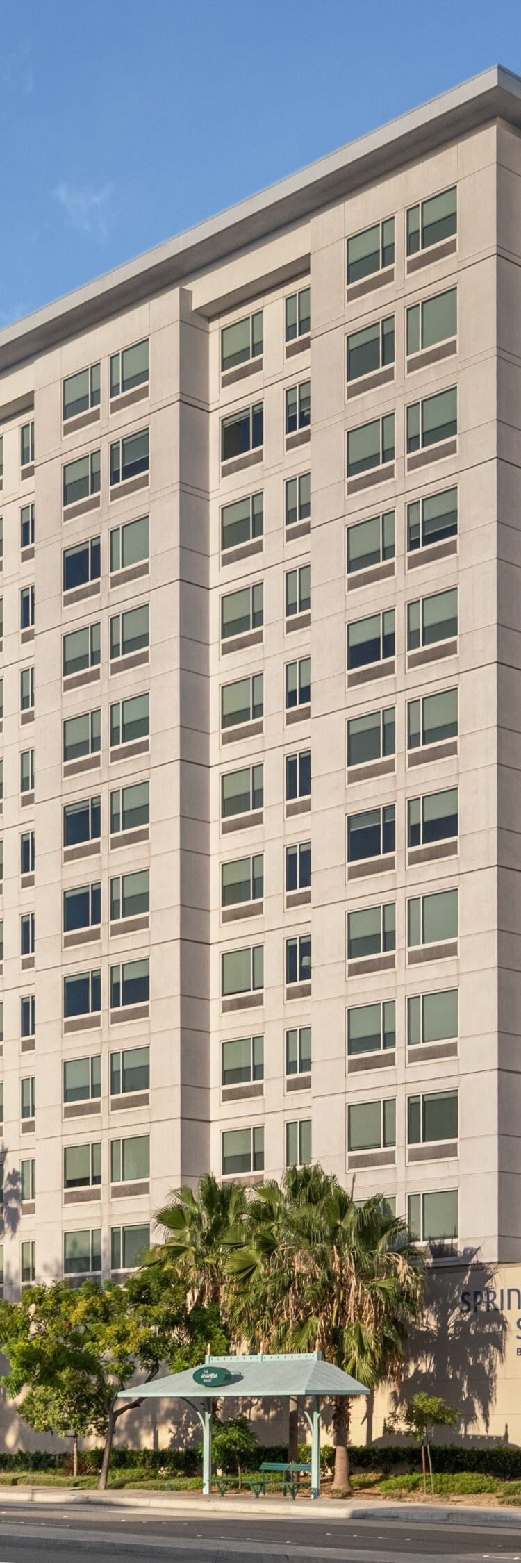 Hotel buildings and entrance in daylight