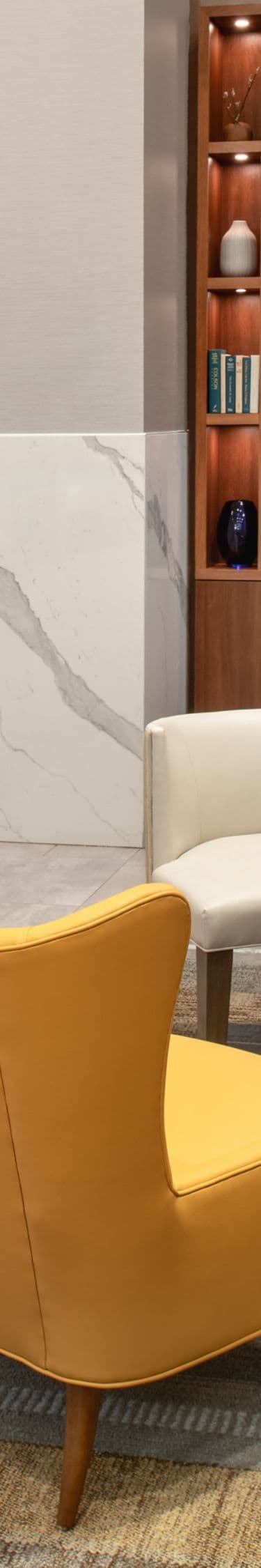 Built-in media wall and lounge seating