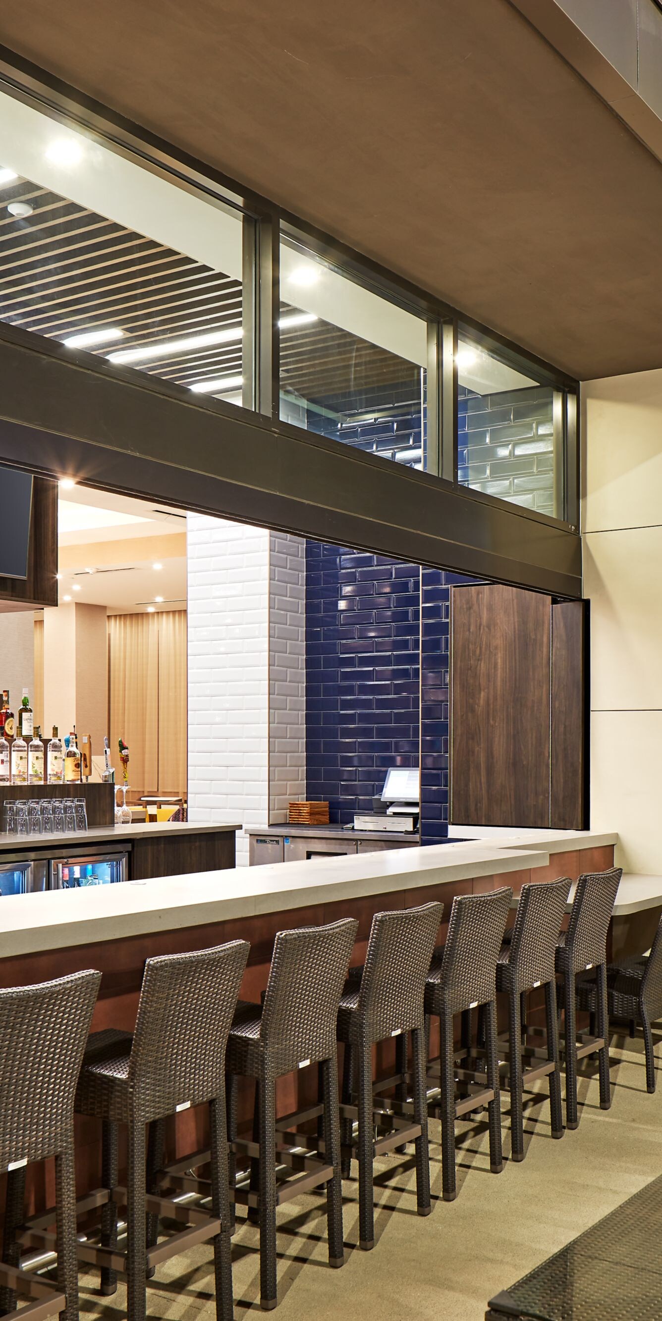 Outdoor patio bar seating area