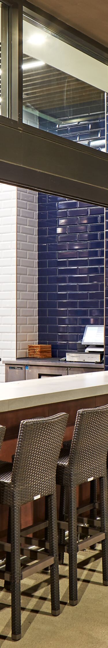 Outdoor patio bar seating area
