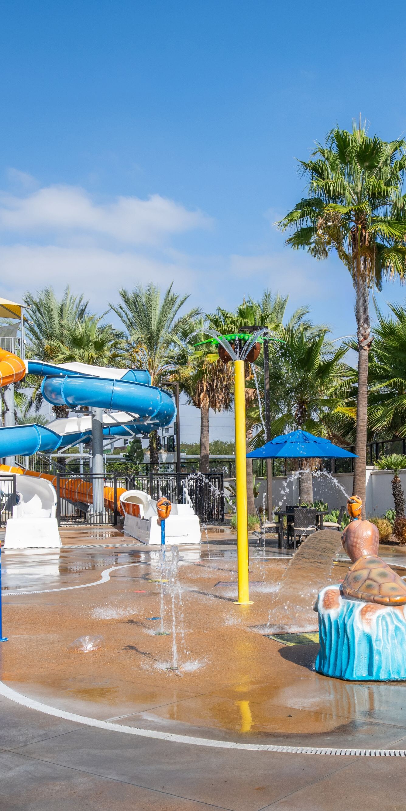 Colorful water splash play area for kids