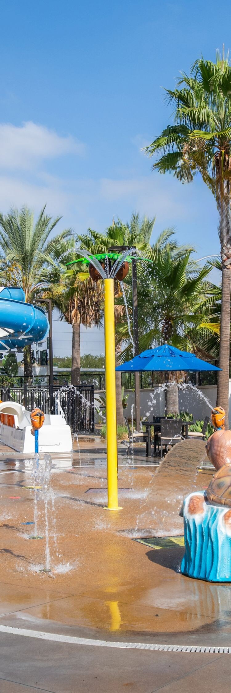 Colorful water splash play area for kids