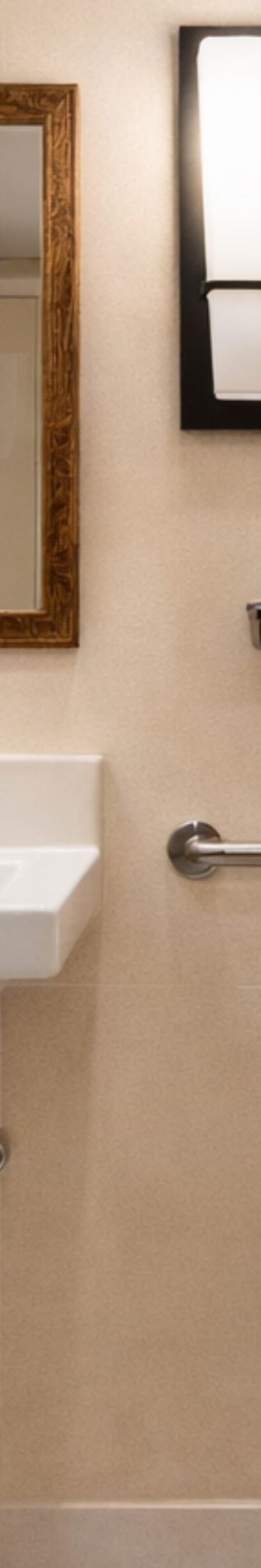 Hotel bathroom interior with towels