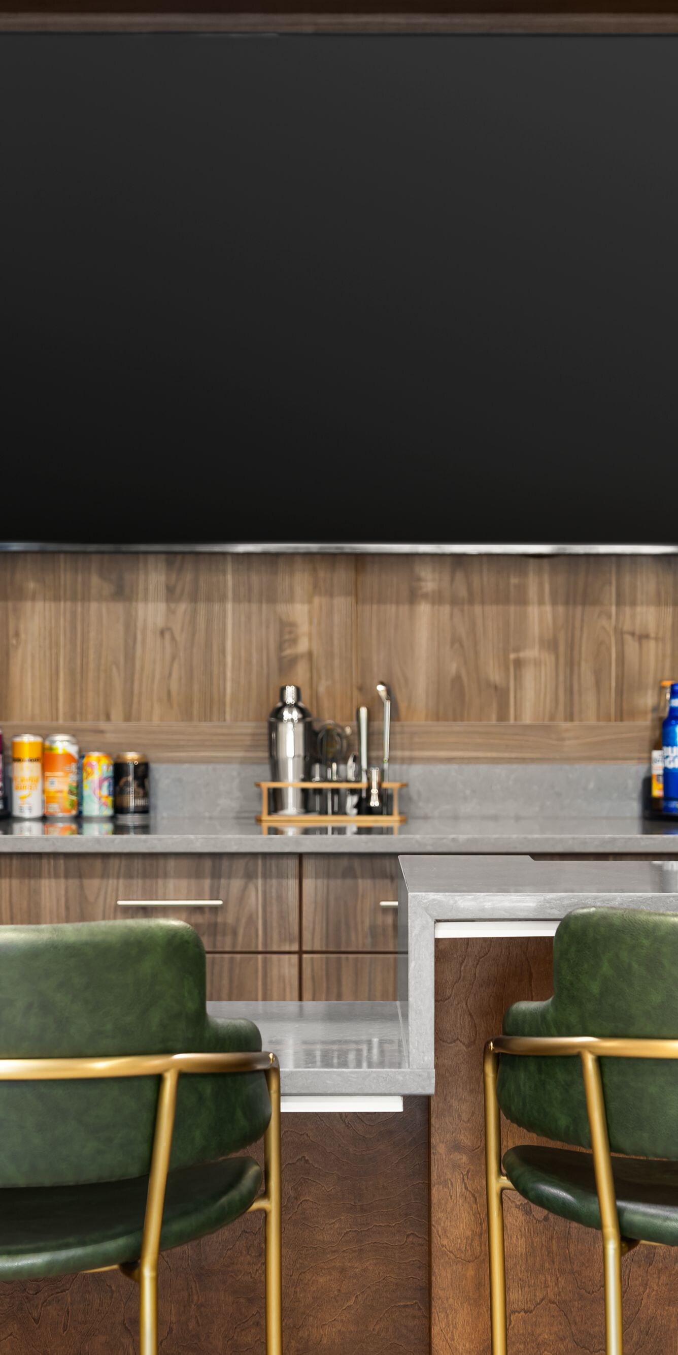 Bar with display shelves of wine bottles