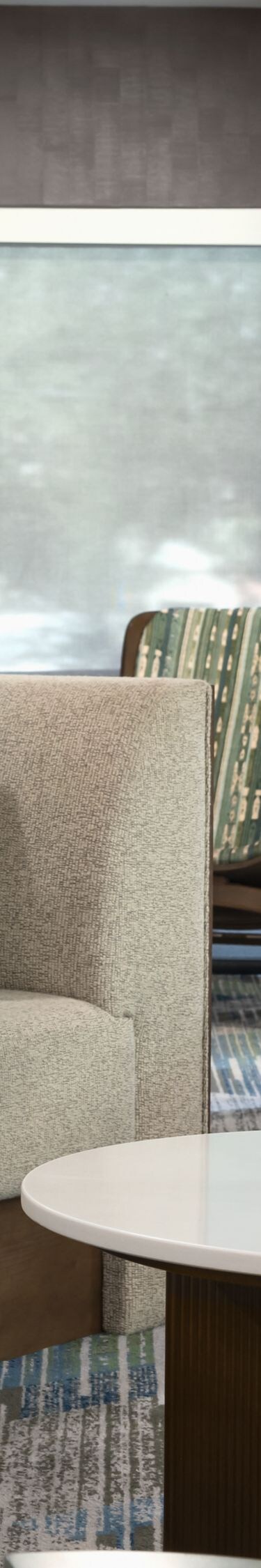 Comfortable lobby seating with plush sofa