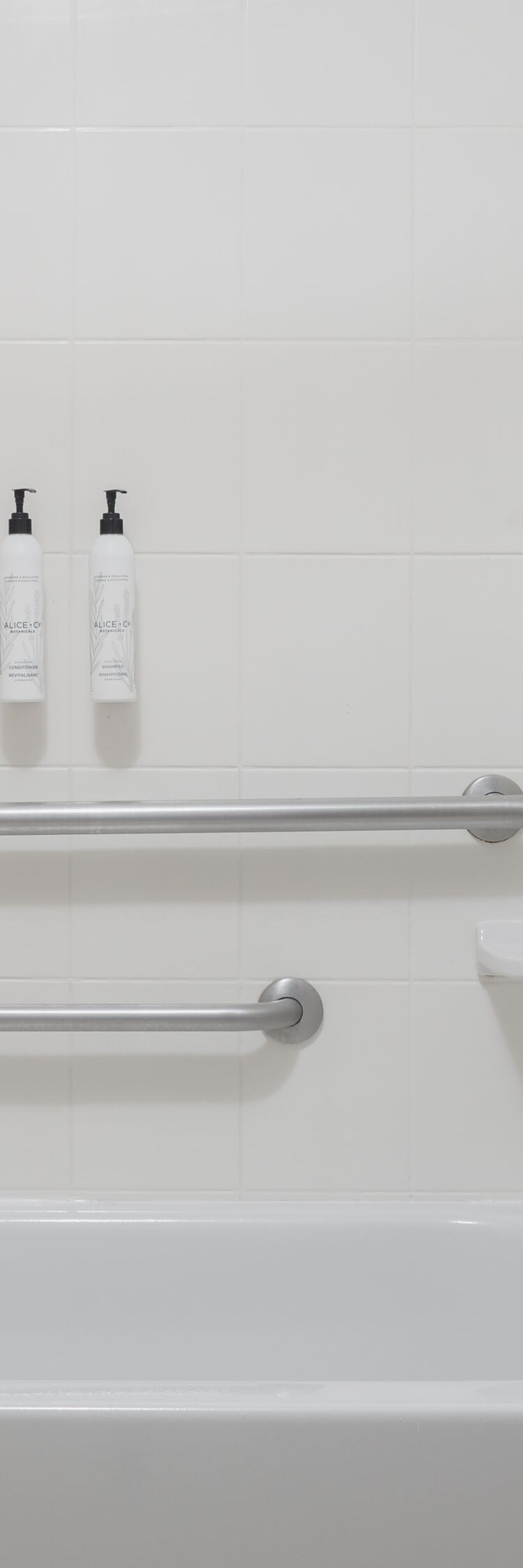 Accessible bathtub with grab bars in bathroom