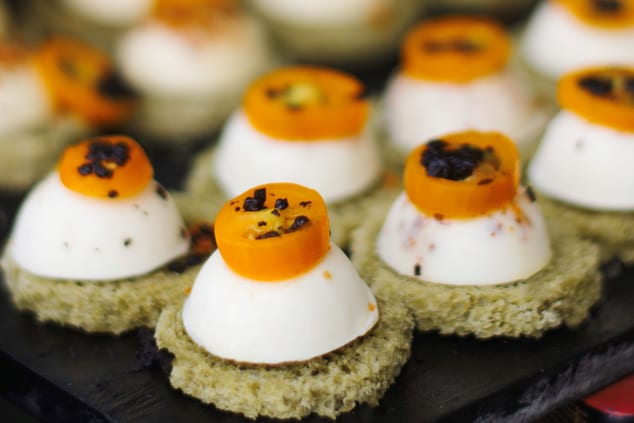 Savory Canapes with cheese and tomato