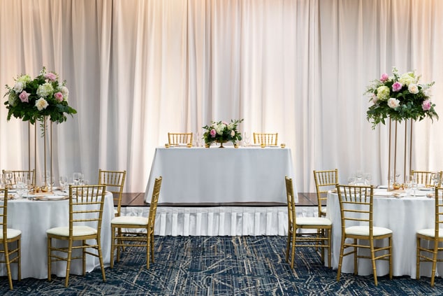 Ballroom Wedding setup showing Couple's Table
