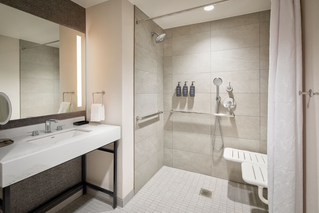 Bathroom with accessible roll-in shower