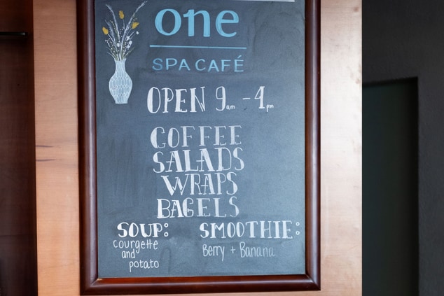 spa cafe chalkboard