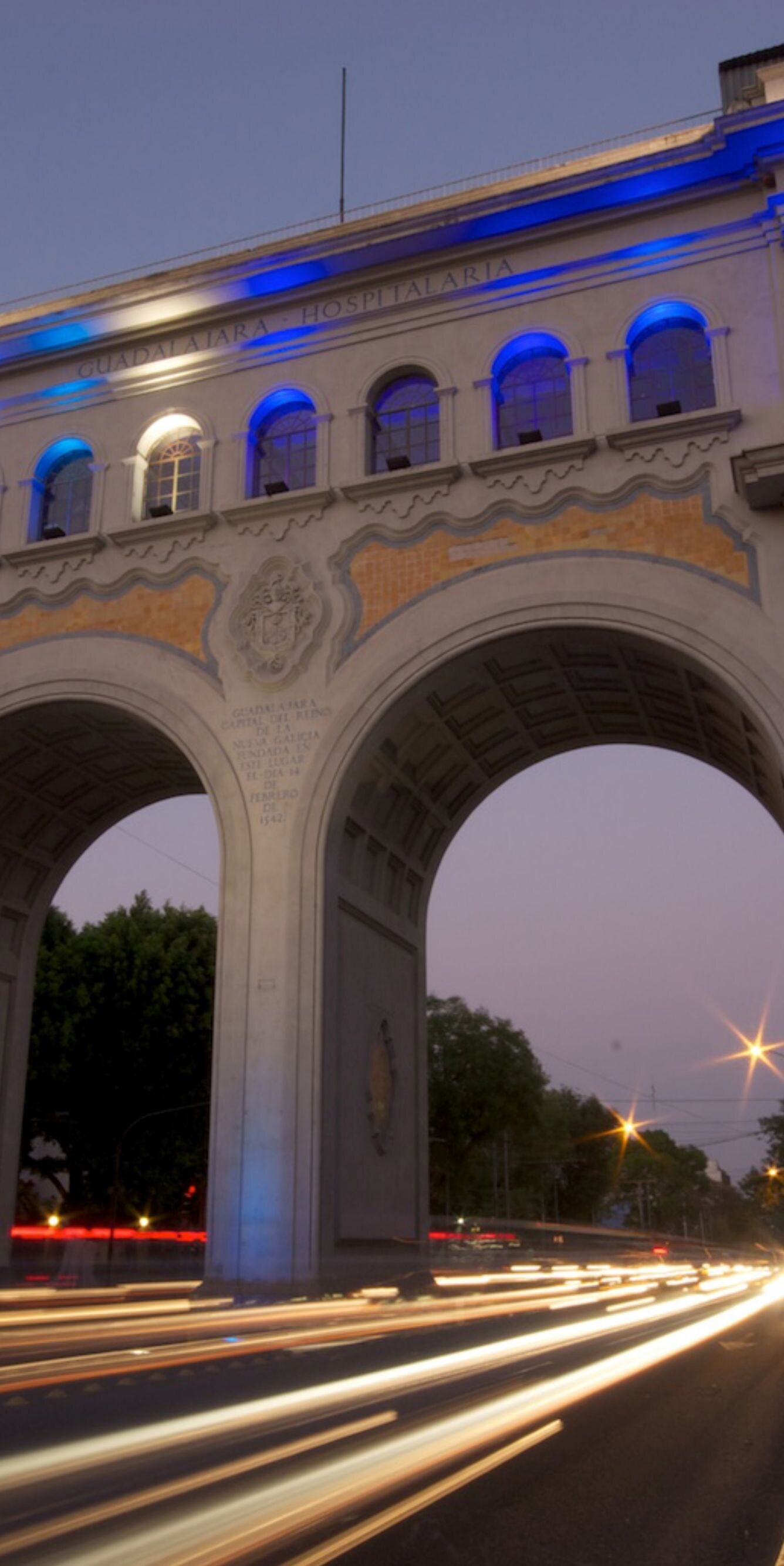 The Arches of Guadalajara Monument at Night
