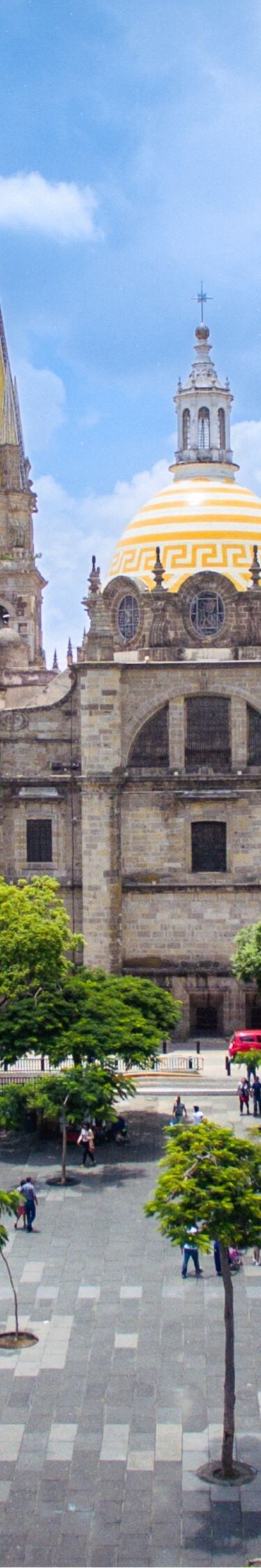 Aerial view of downtown Guadalajara and cathedral