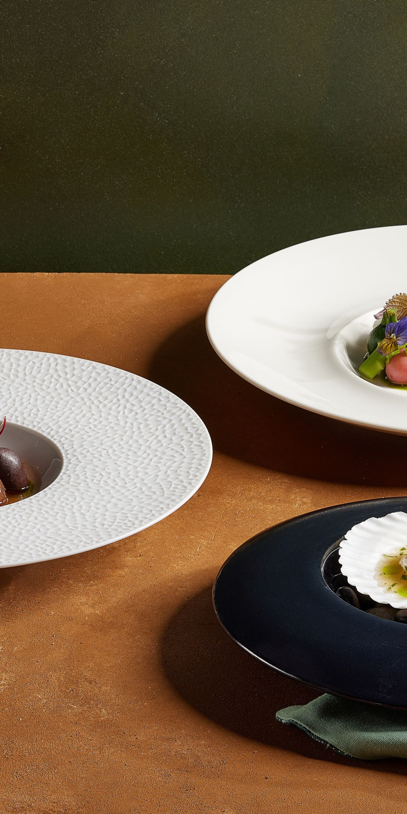 3 dishes on table