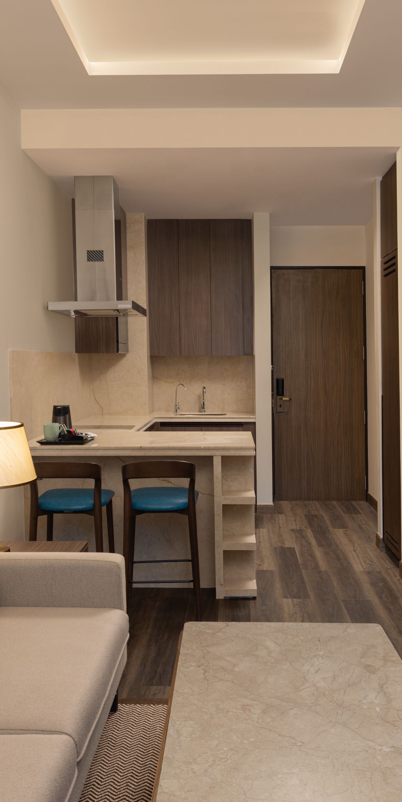 1BHK लिविंग रूम, सोफ़े के साथ