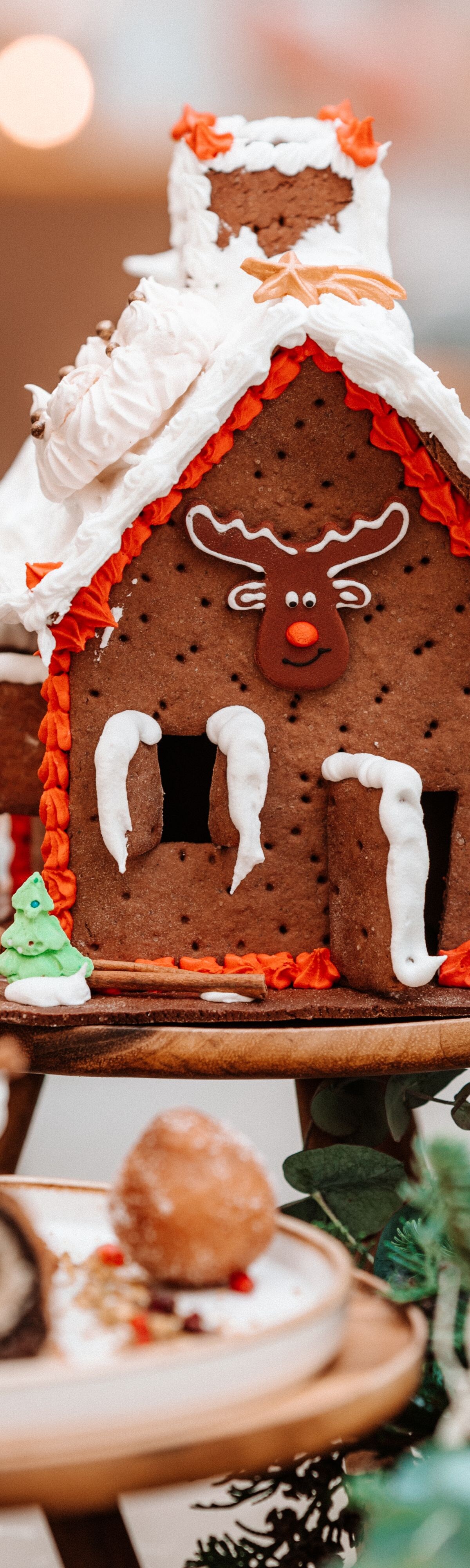 Christmas Ginger House and Cake with decorations