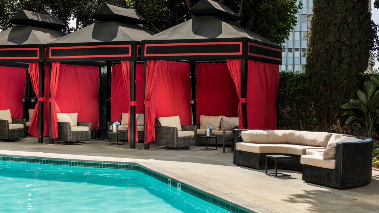 Cabanas and outdoor pool