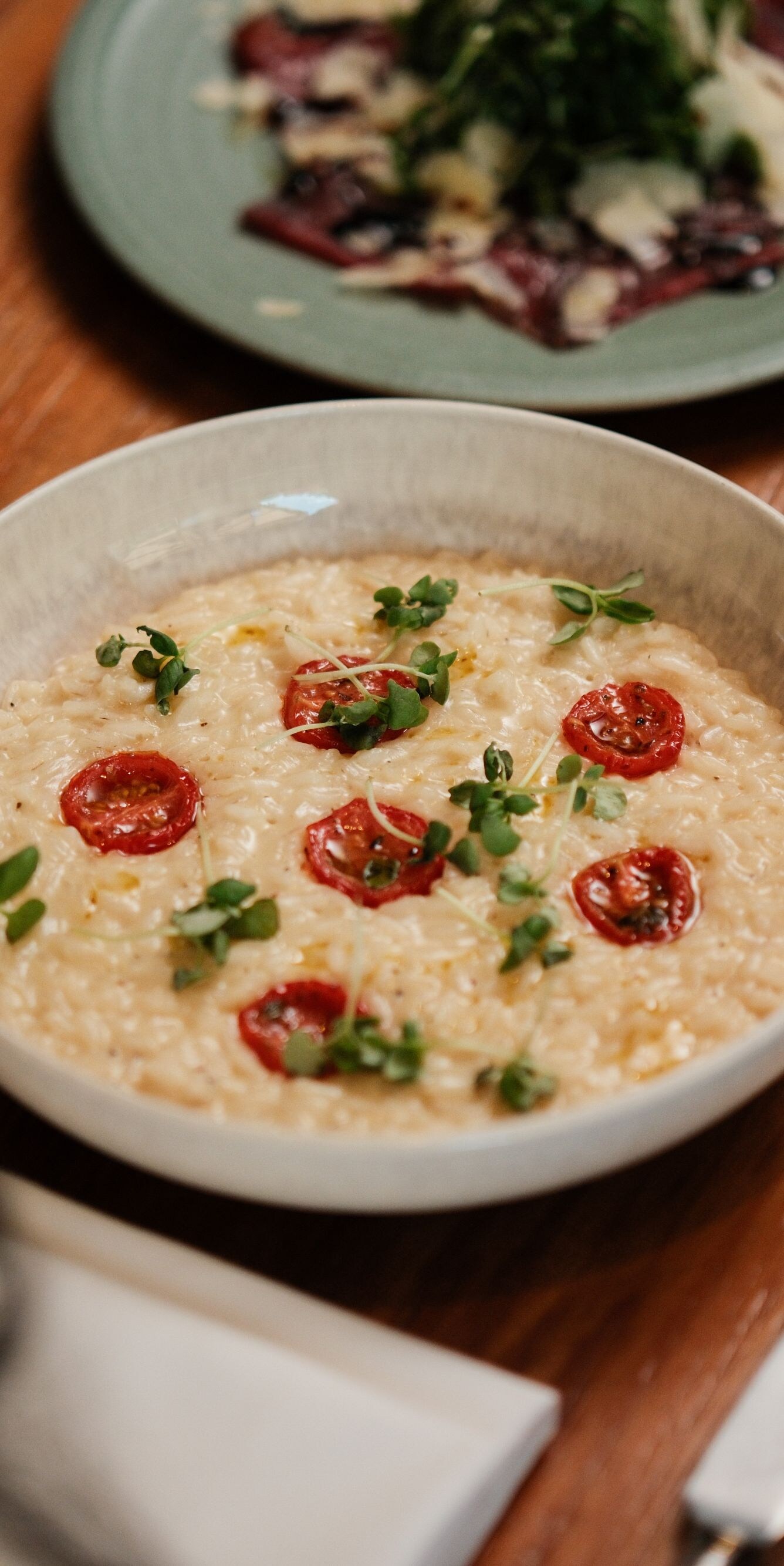 Risotto dish on dining table