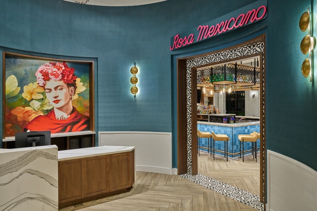 Rosa Mexicano lobby entrance with painting on wall