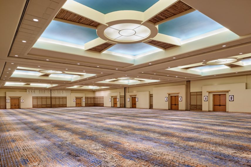 Large empty ballroom with carpet