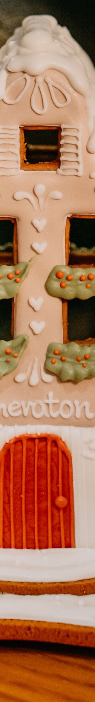 Decorative gingerbread house on display