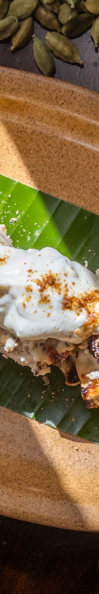 Grilled chicken kebab with yogurt and herbs