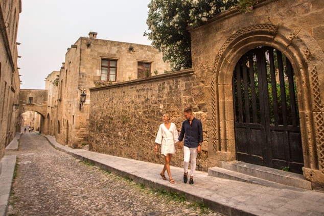 Old Town Rhodes Castle Explore  Couple