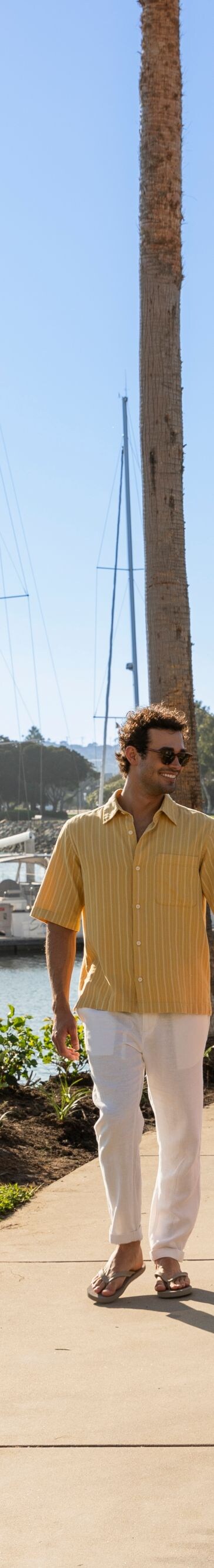 Couple walking around marina
