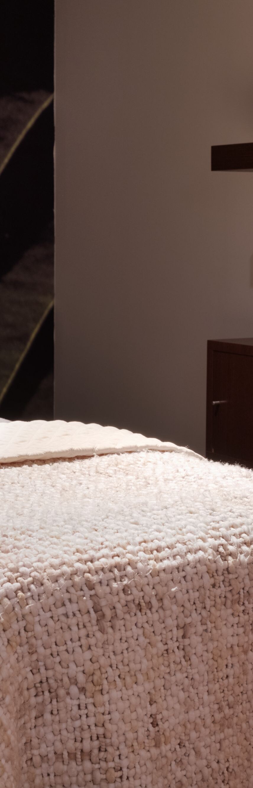 Serene spa treatment room with massage table
