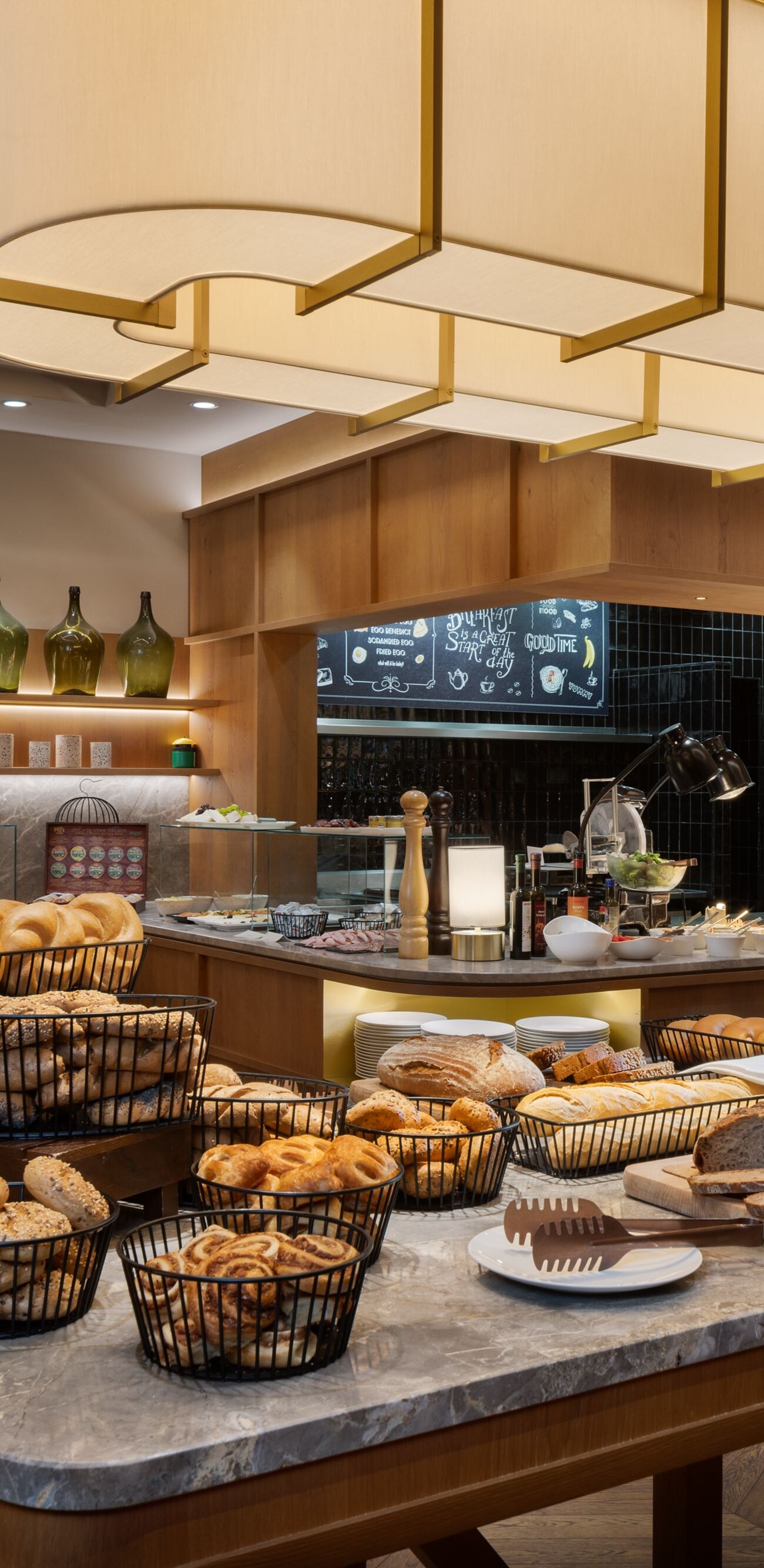 Bakery and breakfast buffet display