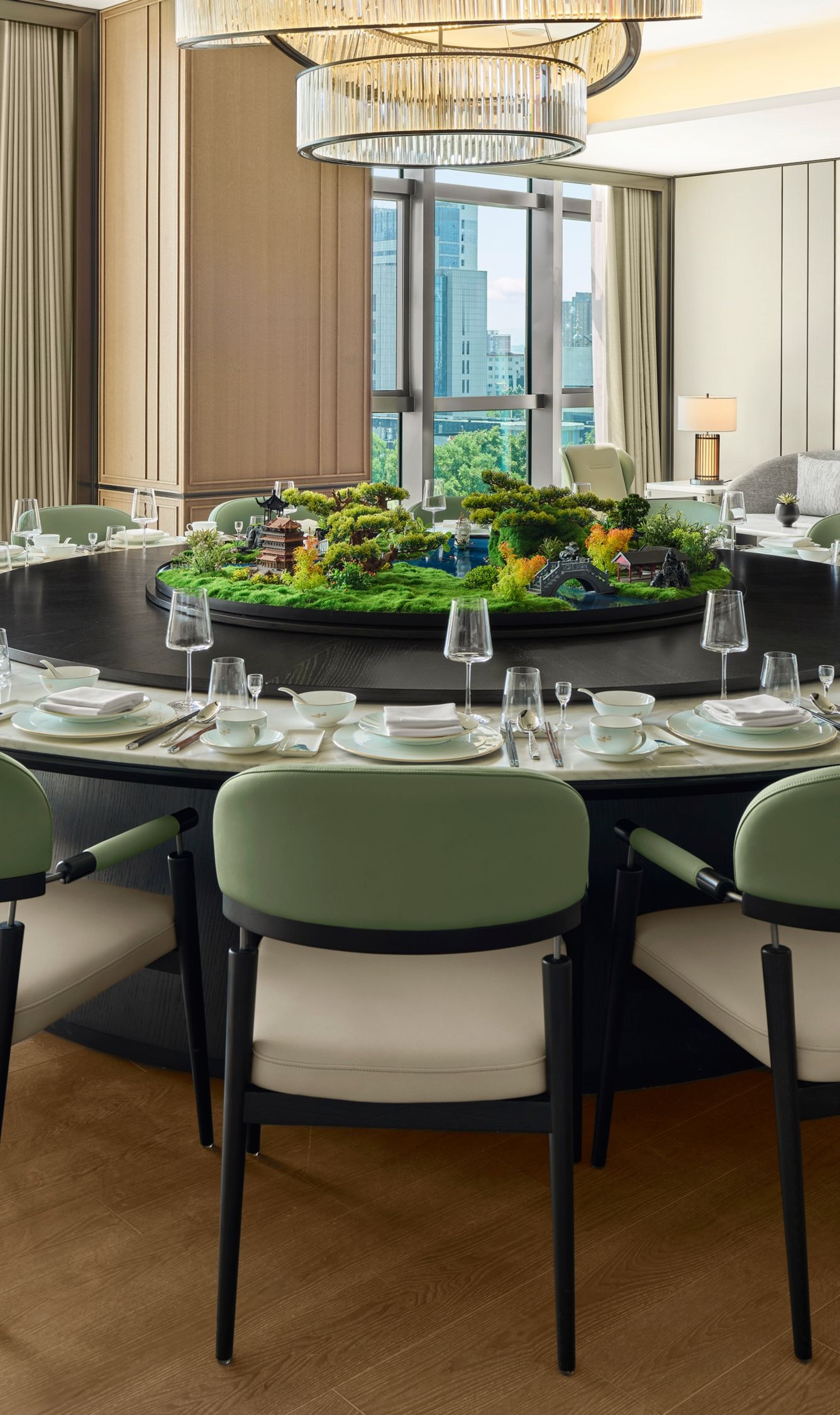 Private dining room with round table