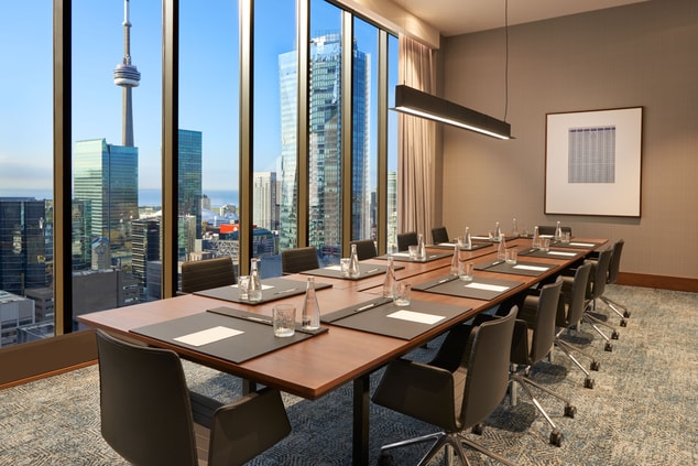 Executive boardroom with floor to ceiling view