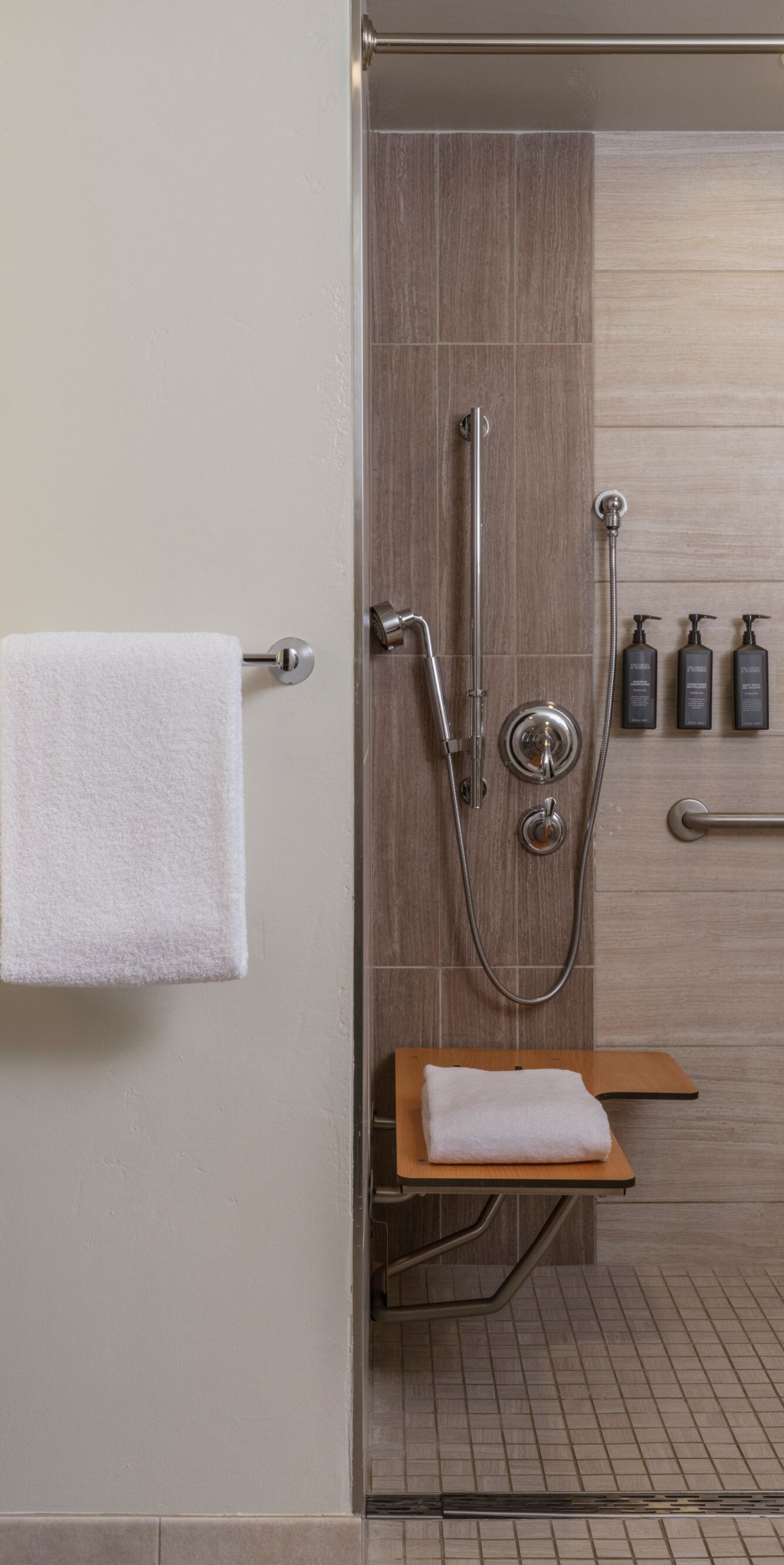 Bathroom with roll-in accessible shower 