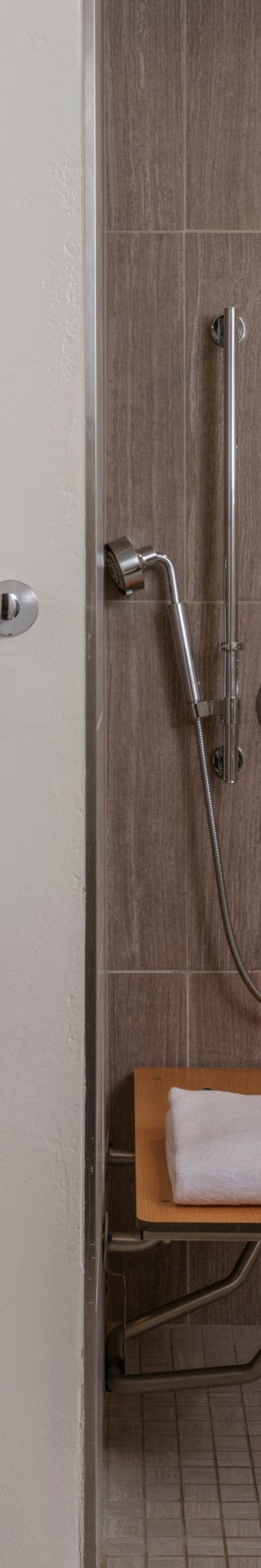 Bathroom with roll-in accessible shower 