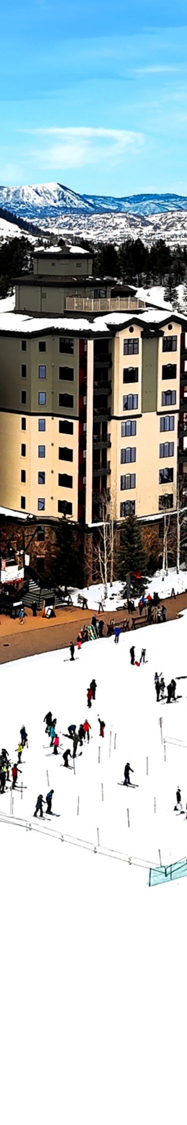 Exterior, gondola with snow skiers, winter