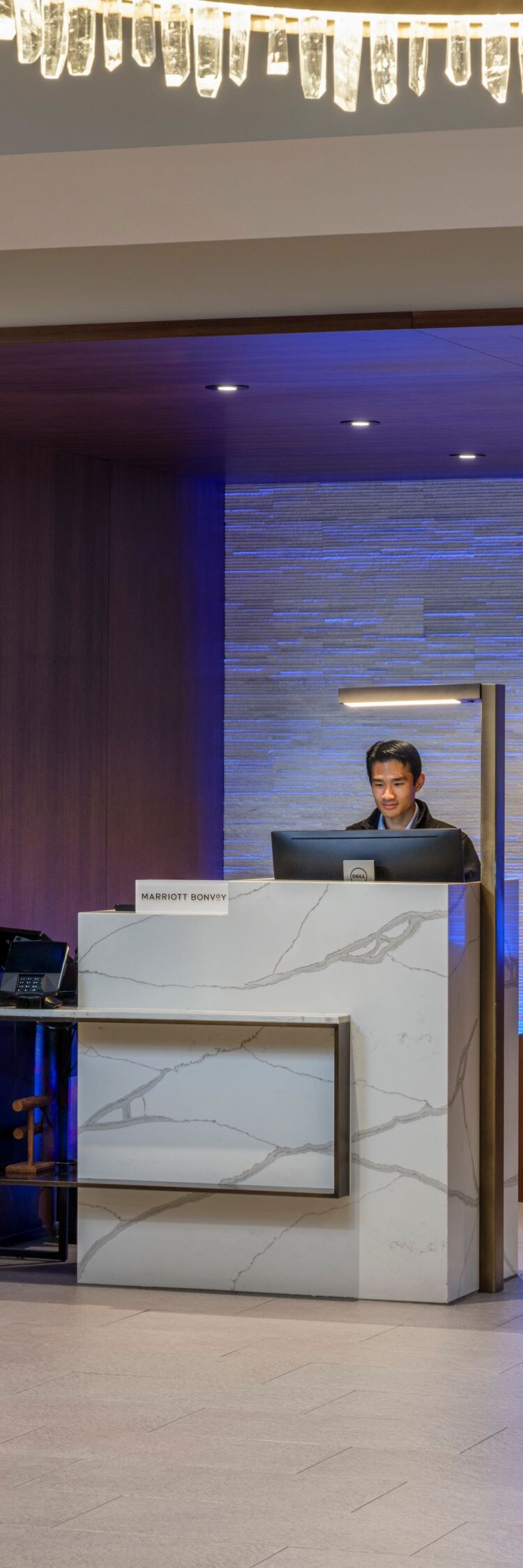 Front desk with associate