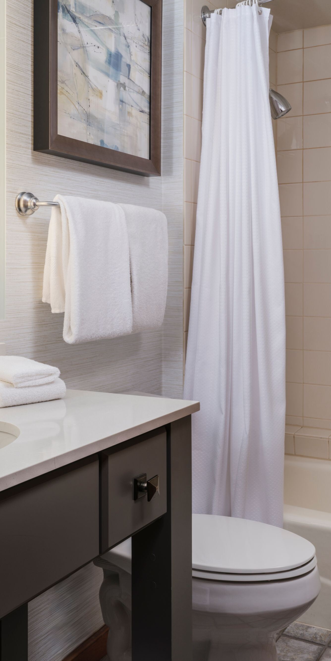 Vanity, shower, tub combination