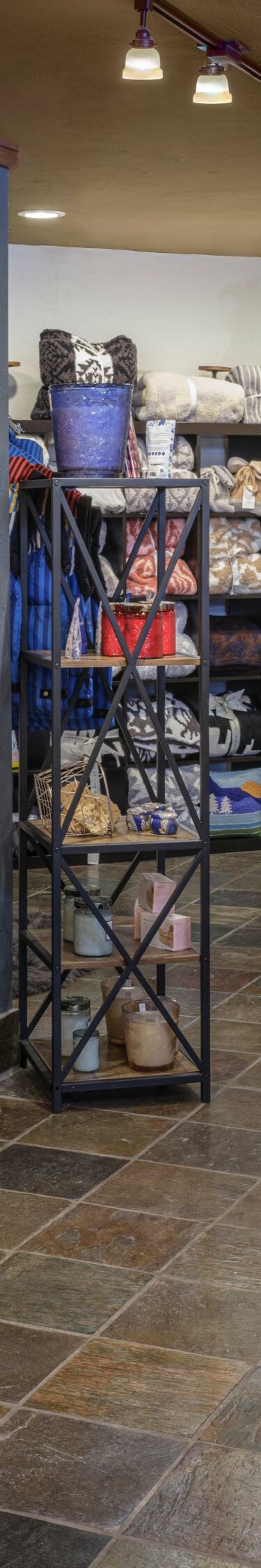 Retail area with clothes, bags, spa products