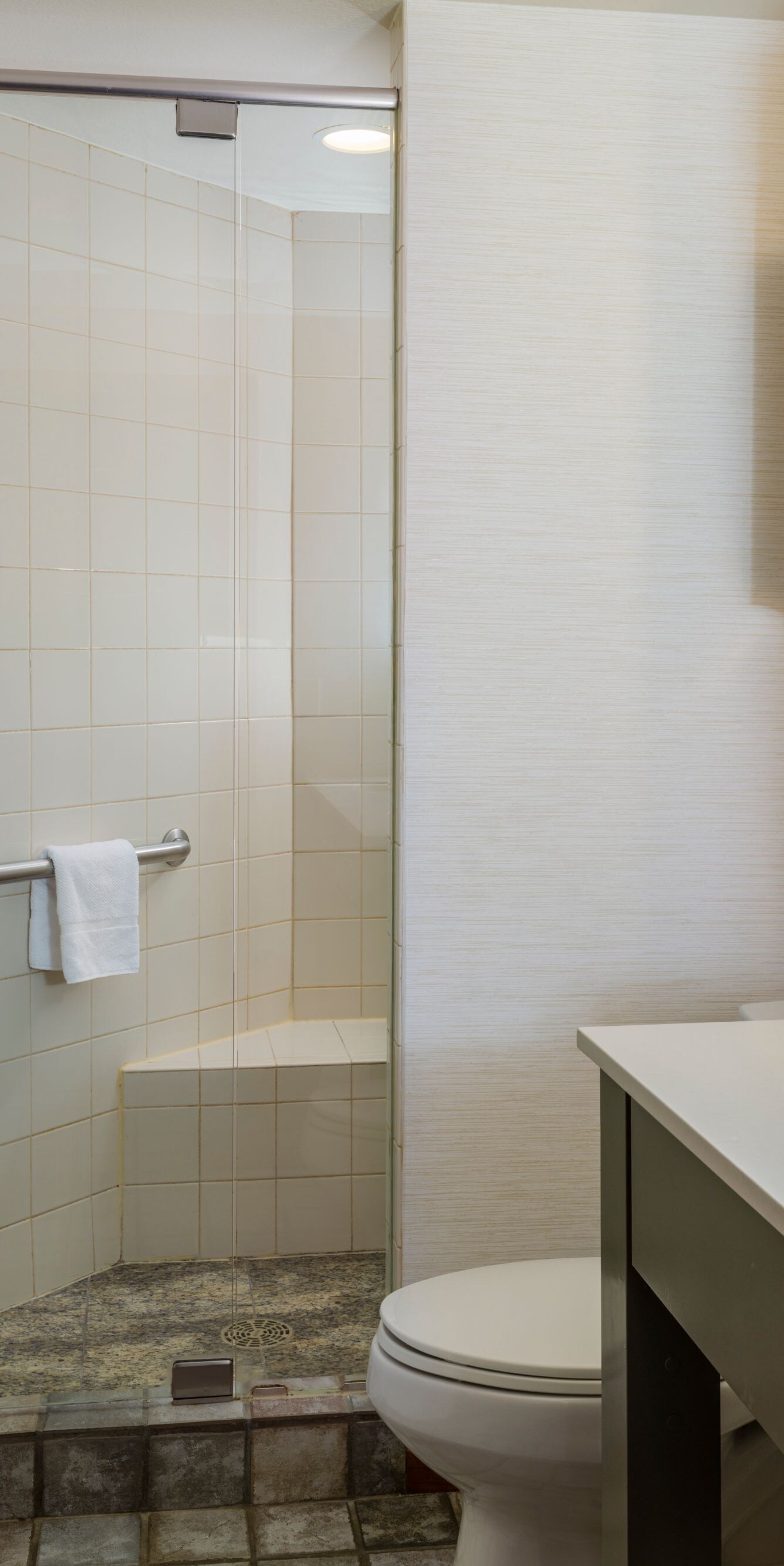Double vanity, walk-in shower