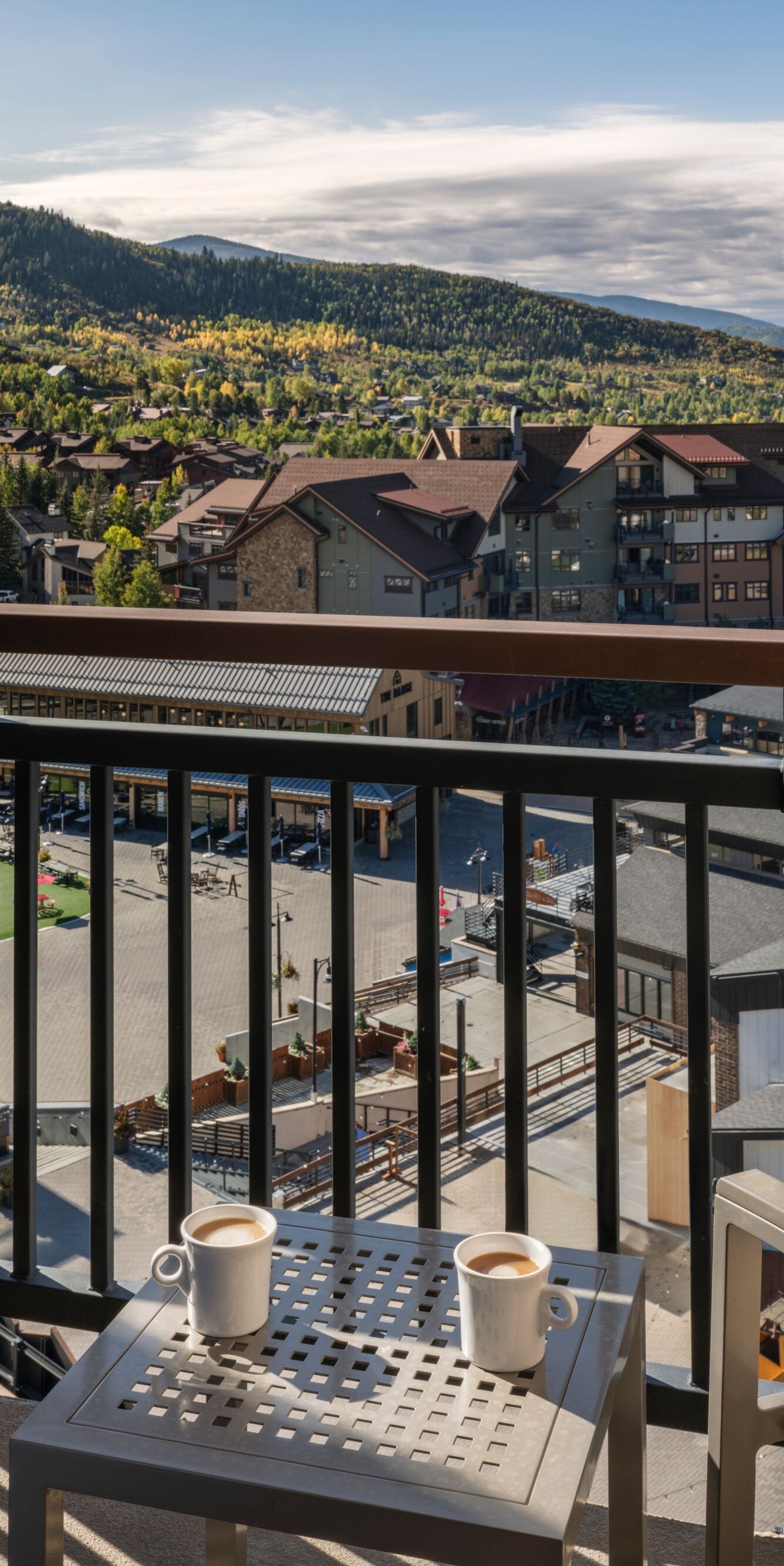 Furnished balcony, view of resort area