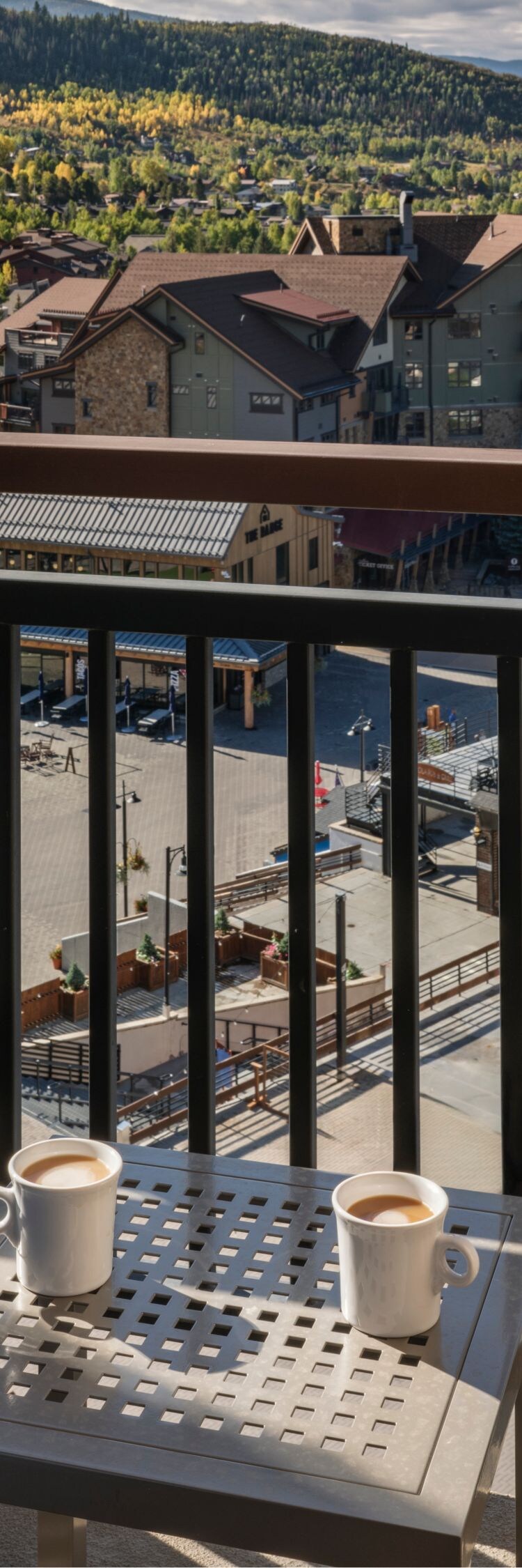 Furnished balcony, view of resort area