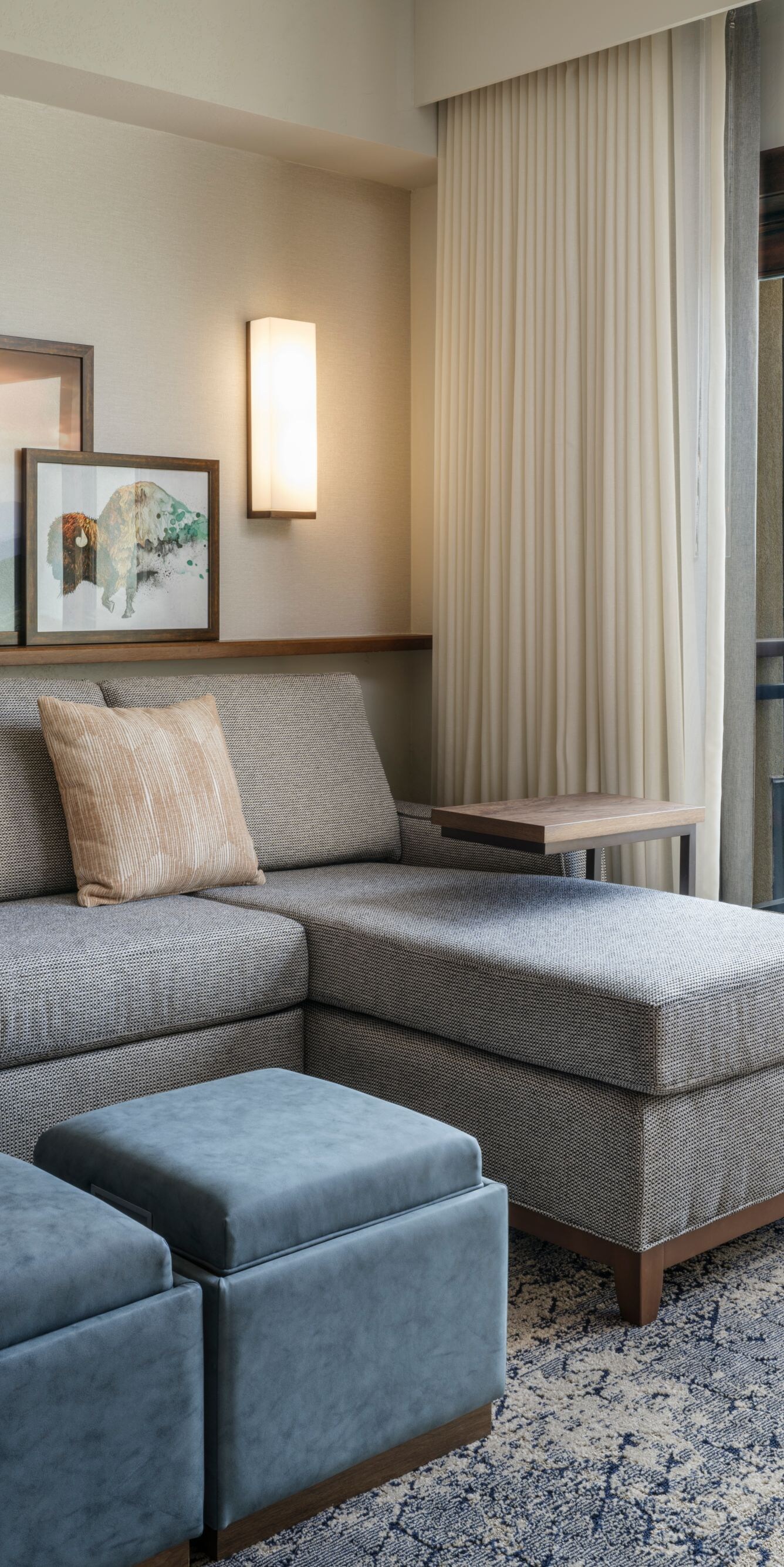 Living seating area, furnished balcony